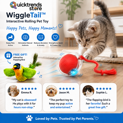 QuickTrends™ WiggleTail™ Interactive Rolling Pet Toy