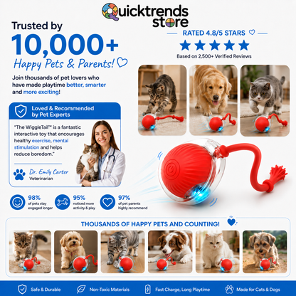 QuickTrends™ WiggleTail™ Interactive Rolling Pet Toy