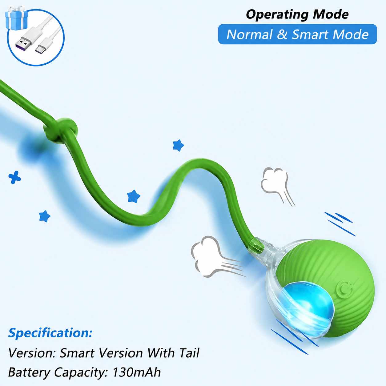 QuickTrends™ WiggleTail™ Interactive Rolling Pet Toy