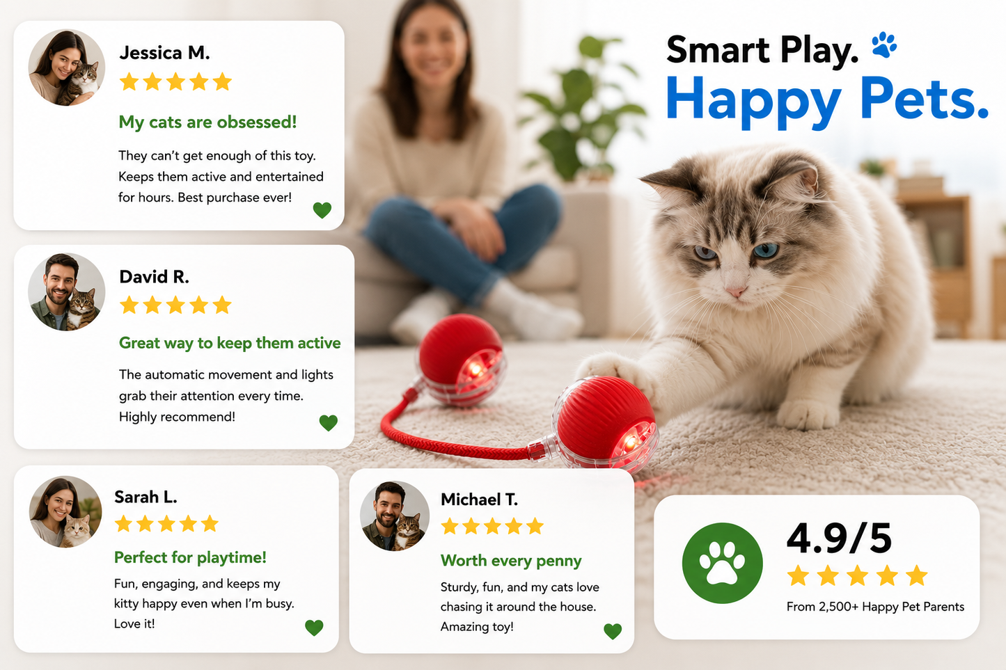 QuickTrends™ WiggleTail™ Interactive Rolling Pet Toy