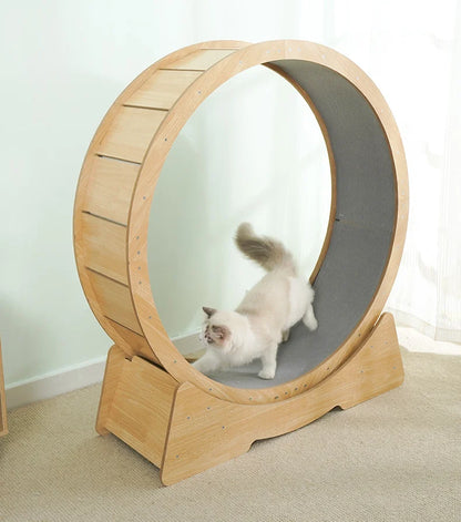 QuickTrends WhisperRun™ Wooden Frame Multi Layer Board Silent Climbing Toy Indoor Pet Exercise Furniture Cat Running Wheel Treadmill